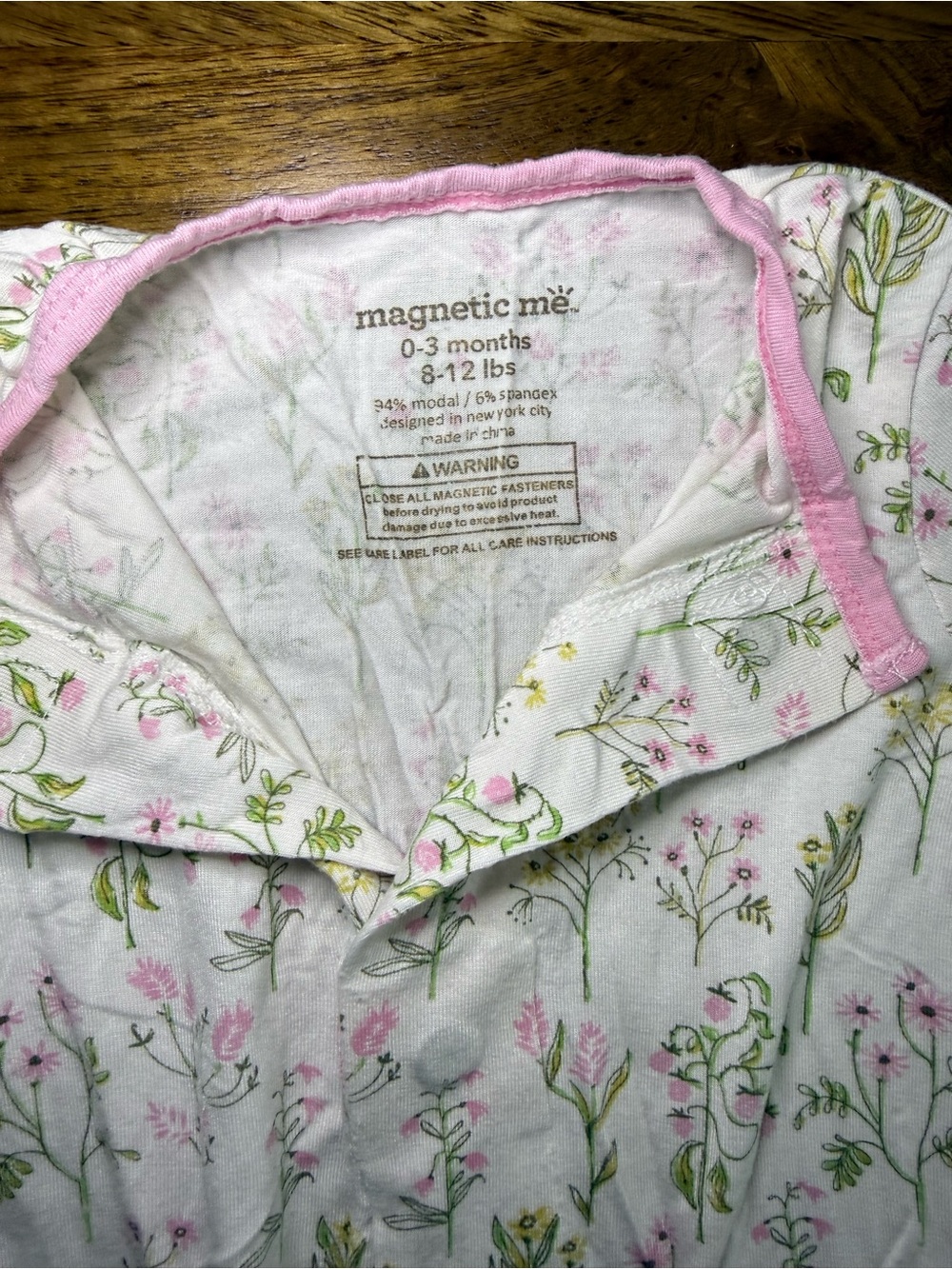 Magnetic Me Floral Footed Pajamas - Size 0-3 Months - Picture 3 of 4